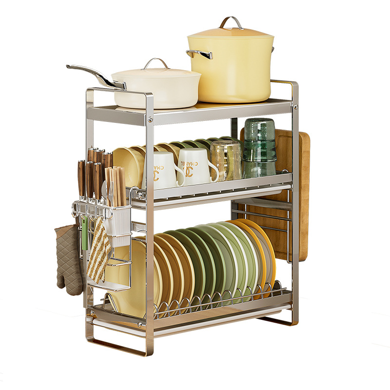 窄款304不锈钢碗架窗台碗盘沥水架洗碗槽置物架厨房放碗筷收纳架