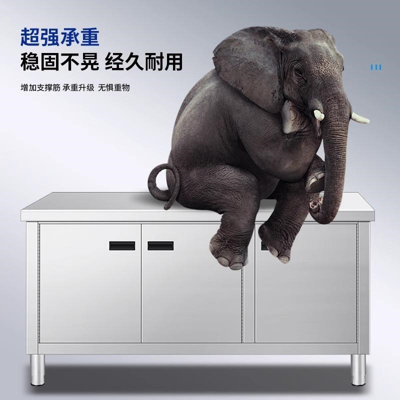 304不锈钢加厚工作台厨房打荷台三边围操作台饭店餐饮酒店切菜桌