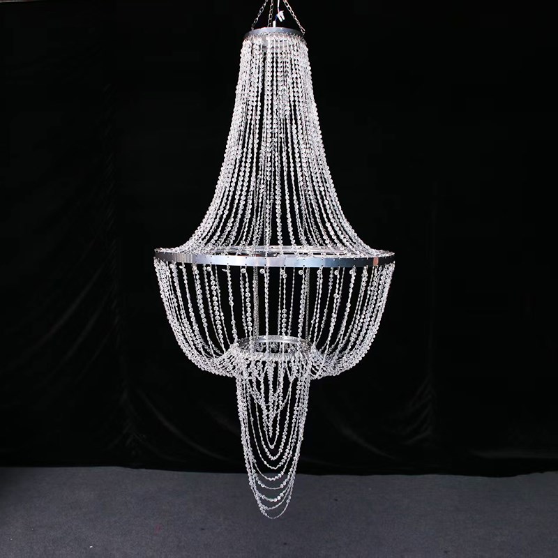 新款婚庆道具婚礼吊灯成品一拉成形无需安装铁艺吊顶酒店礼堂舞台