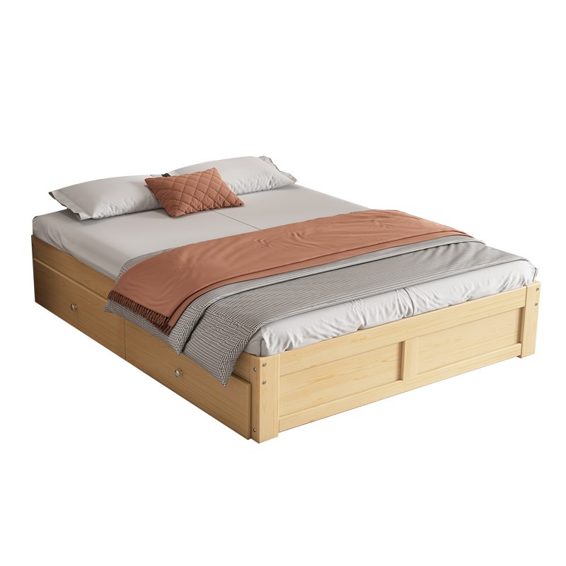 无床头实木床榻榻米现代简约双人床1.8米经济型主卧1.5米单人床架