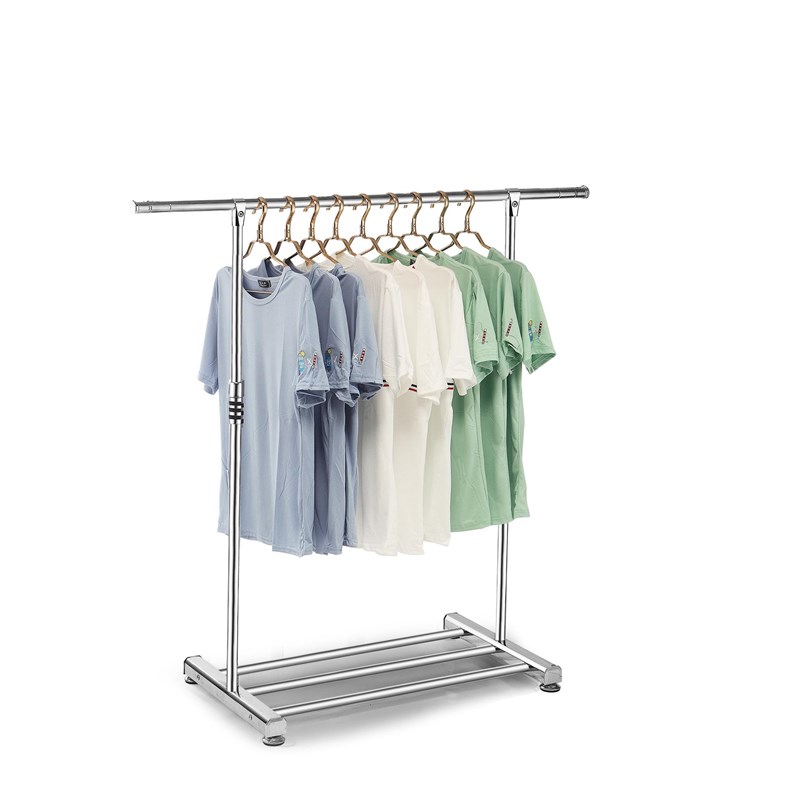 不锈钢晾衣架单双杠落地式晒衣架室内衣物收纳挂衣架定制