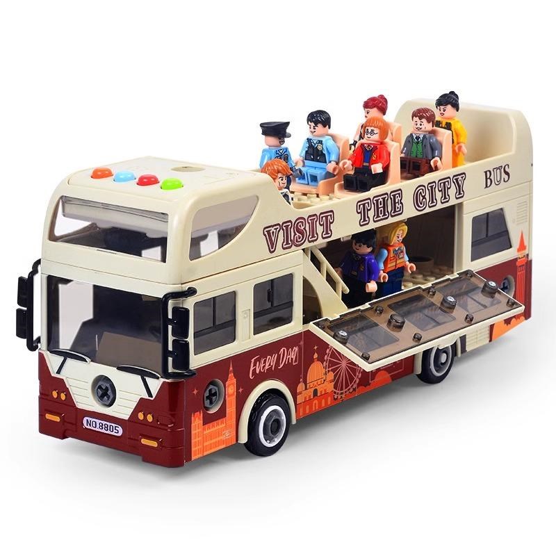 儿童拧螺丝拆装校巴大号双层开门巴士车男孩DIY校车拼装汽车玩具