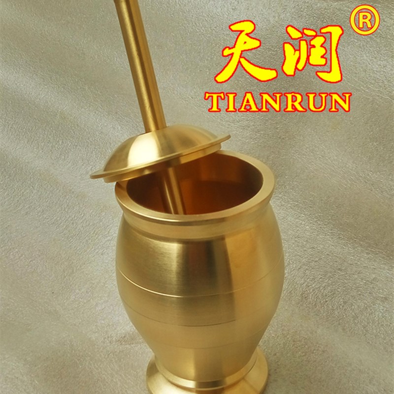 全铜实心捣药罐钵盅缸臼压蒜器研磨碎器铁冲筒药杵子特大特厚