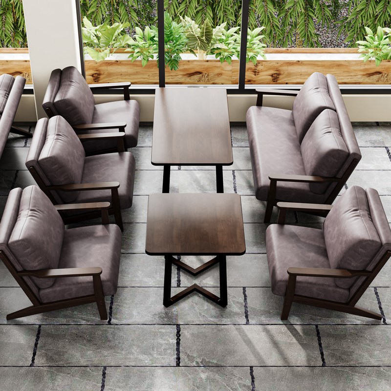 咖啡厅桌椅组合 咖啡店卡座 奶茶店双人咖啡桌 休闲洽谈 接待沙发