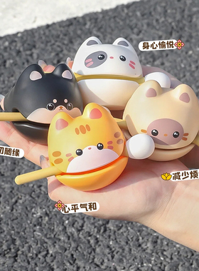 功德木鱼敲猫咪小狗学生解压桌面摆件办公工位佛系儿童玩具高颜值