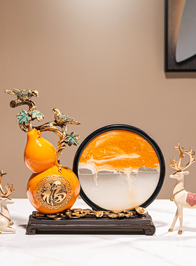 办公桌送领导长辈礼物流沙画招财福鹿葫芦摆件玄关客厅酒柜装饰品