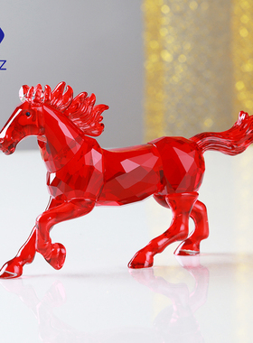 水晶马摆件招财客厅玄关酒柜桌面装饰品办公桌生肖马摆设七夕礼物