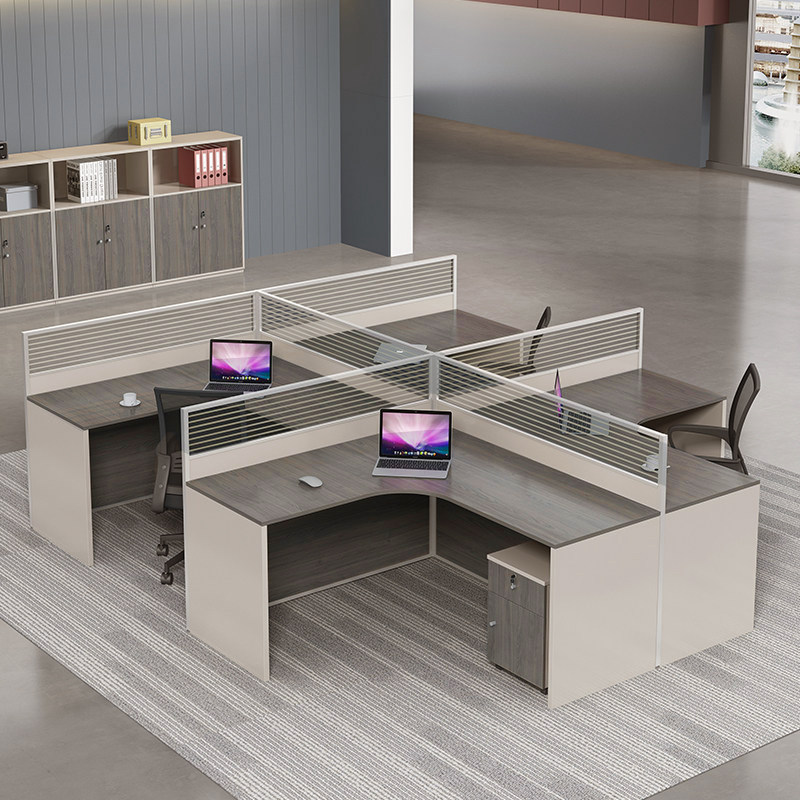 办公桌 简约现代职员桌四人位电脑桌椅组合2/4/6人屏风桌隔断卡位