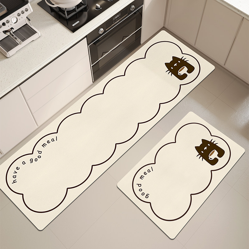 奶油风厨房地垫防水防油pvc可擦免洗长条家用垫防滑脚垫地毯定制,居家布艺,厨房地垫,淘宝优惠券,粉丝福利购,淘宝优惠卷