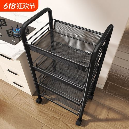 厨房置物架家用收纳架子落地多层用品大全小推车多功能蔬菜篮移动