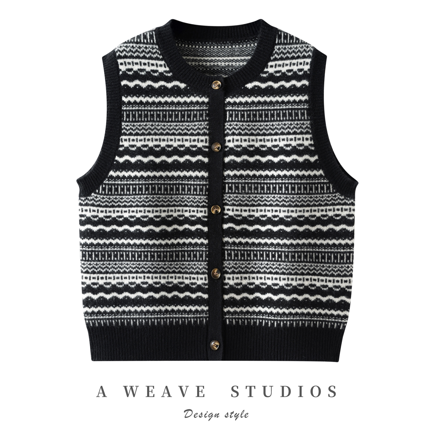 100%纯山羊绒加厚圆领针织衫马甲