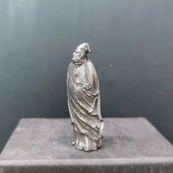 纯铜实心做旧中式装饰摆饰袖珍古代文墨客人物植物山石微景盆景