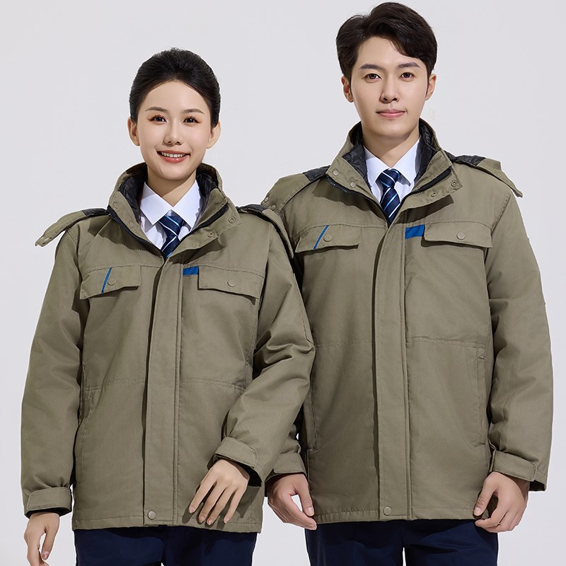 反光条可拆卸加厚棉衣工作服仓管冷库防寒工装物业水电工劳保棉衣