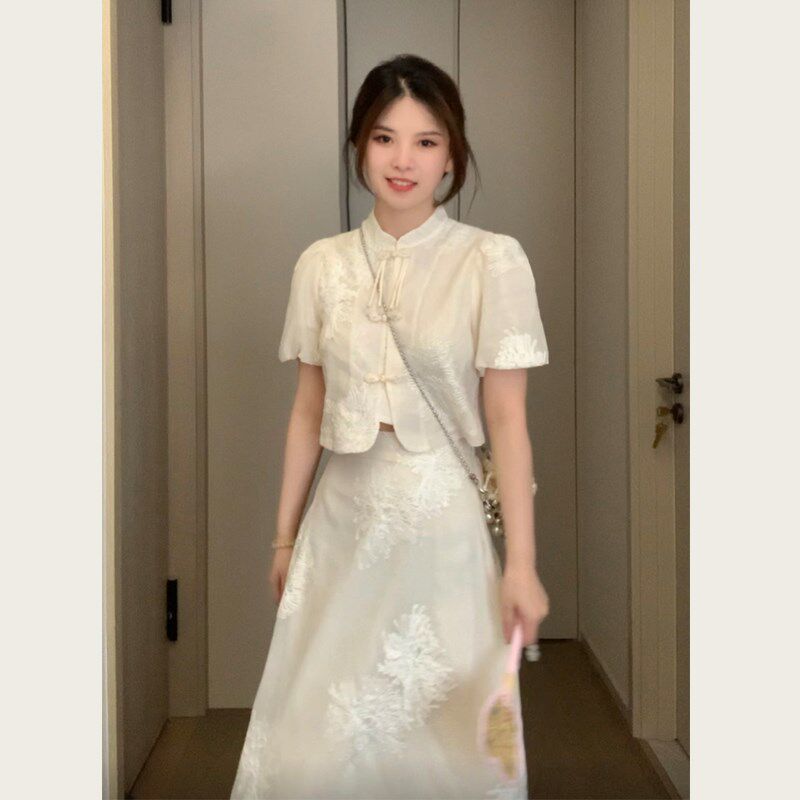 新中式女装中国风套装清冷感禅意风汉服改良旗袍裙子早春2024新款