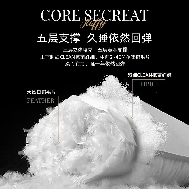 斯得福双人长枕头羽绒枕芯加长1.5m情侣一体长条枕头套和枕芯一套