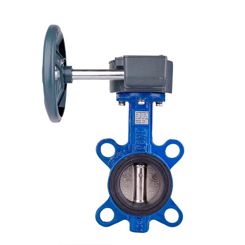 埃美柯涡轮蝶阀D371X-16Q铸铁对夹蝶阀827手动软密封阀门DN40 100