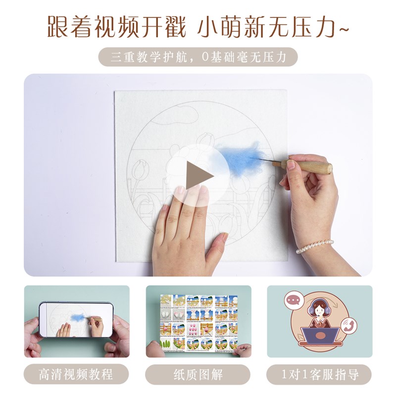 羊毛毡戳戳乐diy手工材料包戳戳绣郁金香花卉绣绷相框画手作礼物