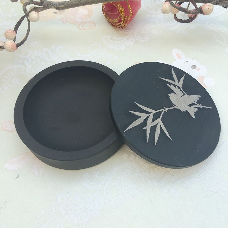 多款毛笔书法墨汁砚台研墨磨墨迷你小墨台带盖学生墨池碟龙纹罗纹