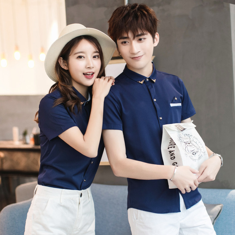 夏天英伦简约短袖衬衫免烫男女工作服酒店网吧服务员职业工装长袖