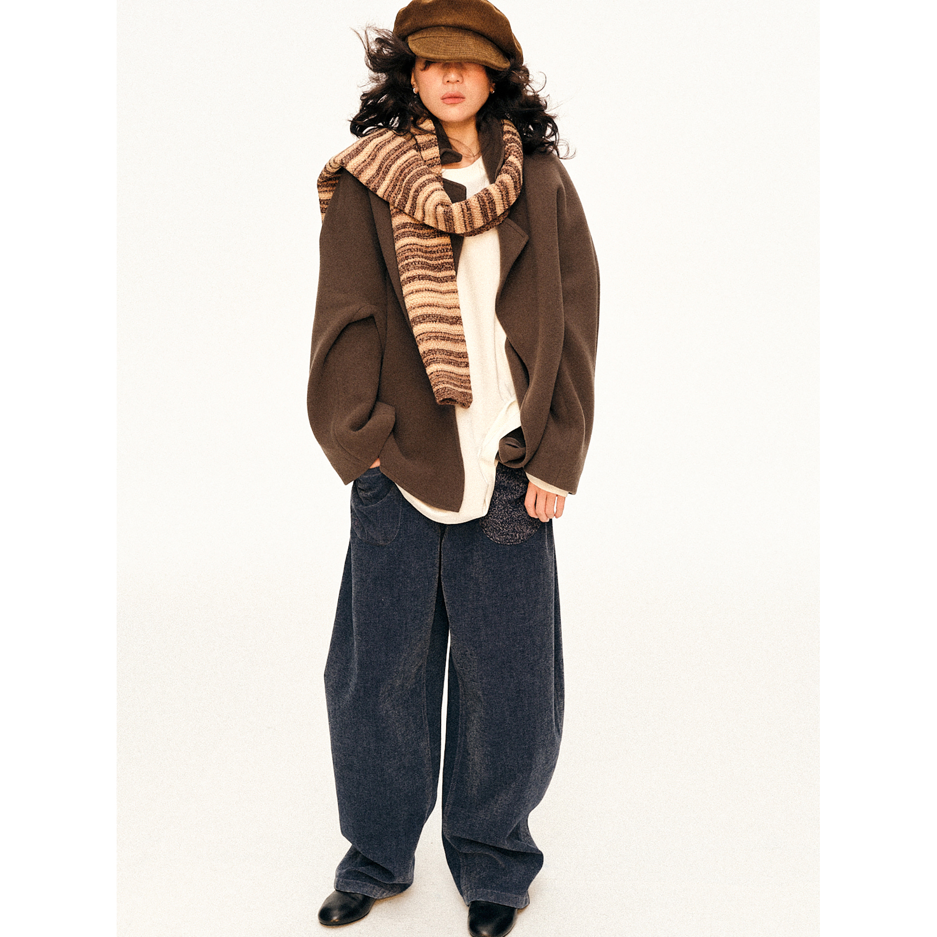 100支绵羊毛双面呢大衣/马甲套组