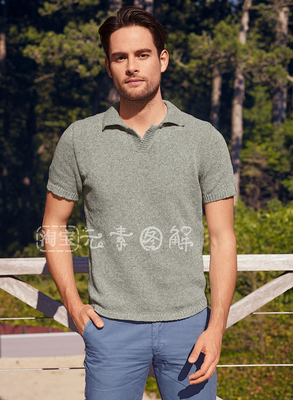 短袖菠萝衫  男士Polo短袖毛衣编织图解教程 中文字图解教程