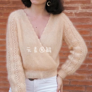 31浪漫芭蕾深V领马海毛春秋 女士毛衣手工编织文字说明图解教程