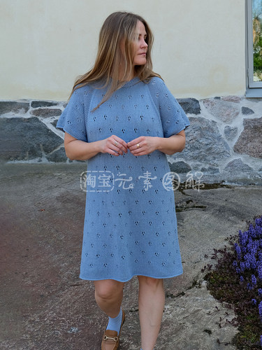 [英文]Alma Summer Dress图解 女士镂空花连衣裙毛衣裙编织教程
