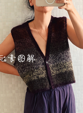 1115布格斯马甲图解  女士V领开衫背心 棒针编织教程文字版无视频