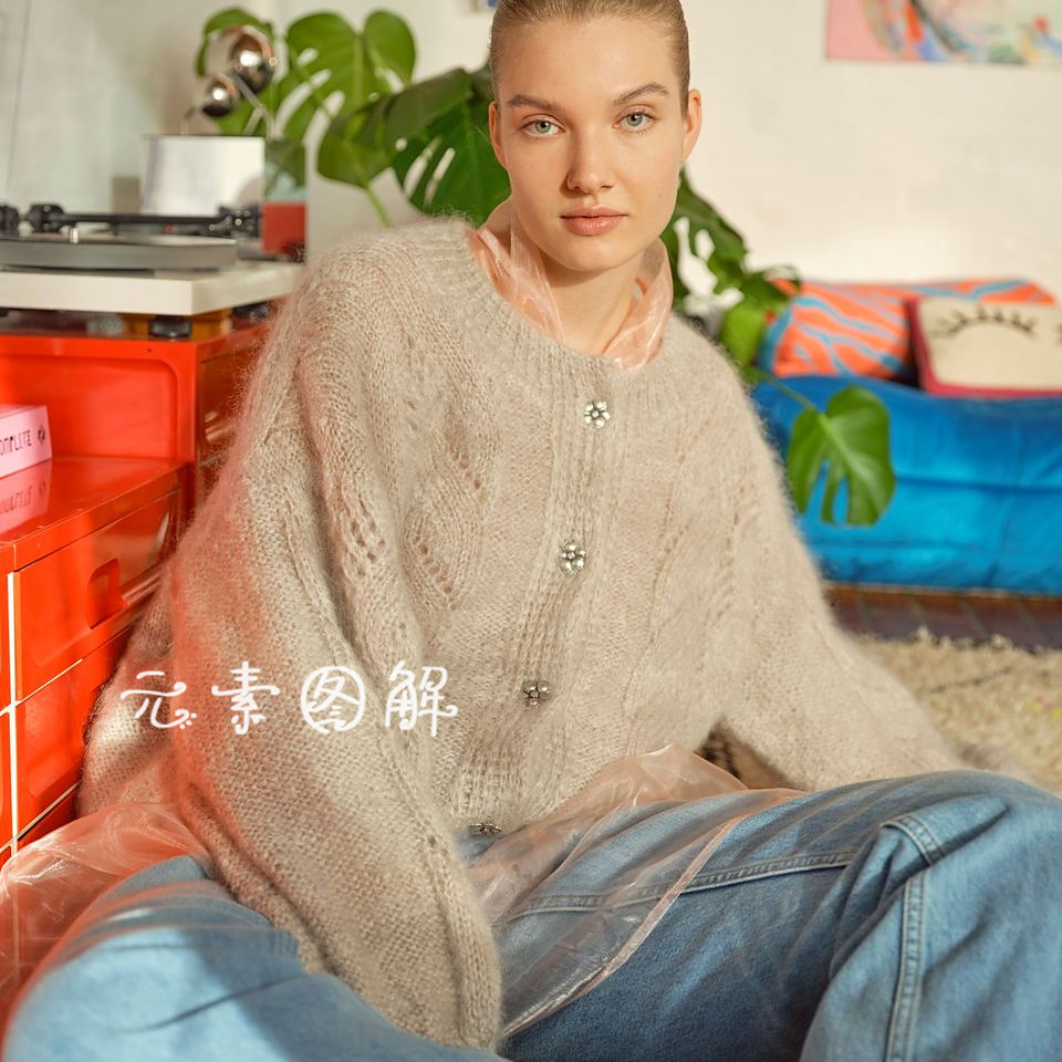 花钿开衫图解织毛衣教程