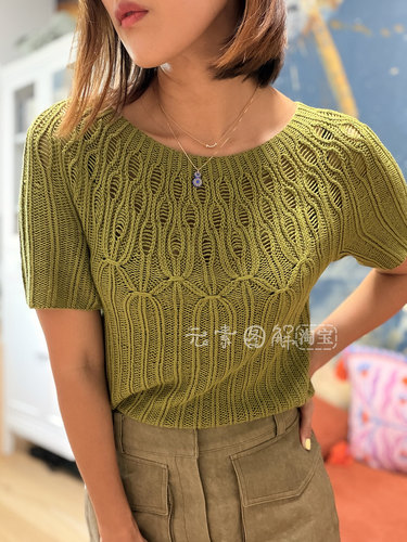[英文]Eddy Tee图解 女士镂空短袖tee毛衣编织图解文字教程