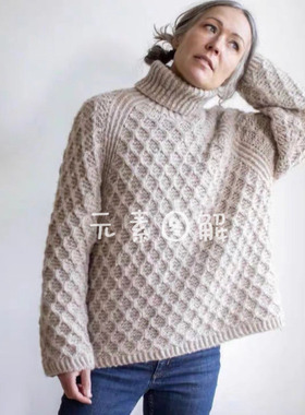 w239秋之/钻石高领翻领套衫 女士毛衣编织图解教程文字版非视频