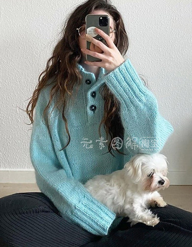 [英文]Easy Outdoor Sweater 图解 女士翻领套衫毛衣编织图解教程