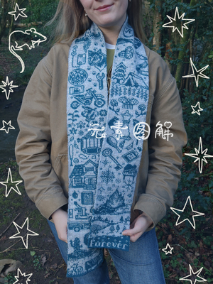 [英文]A killer scarf 双面提花围巾图解 像素表格编织教程
