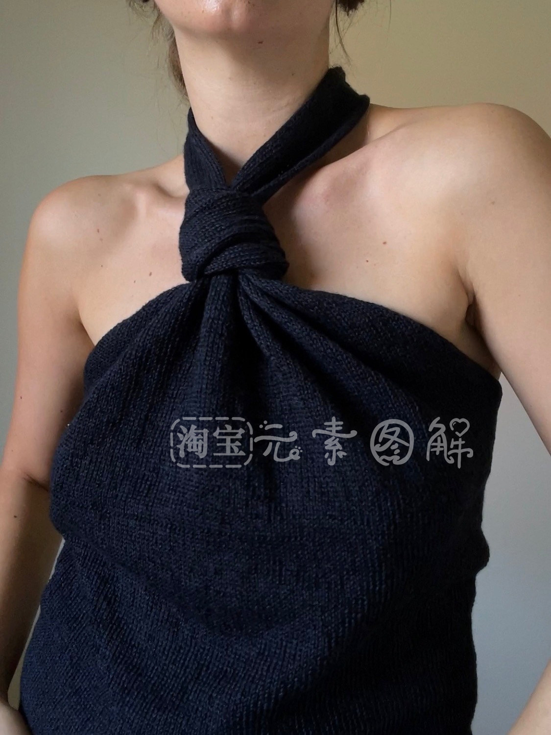 [英文]Knot Top图解  女士绕颈挂脖夏季背心毛衣编织图解教程