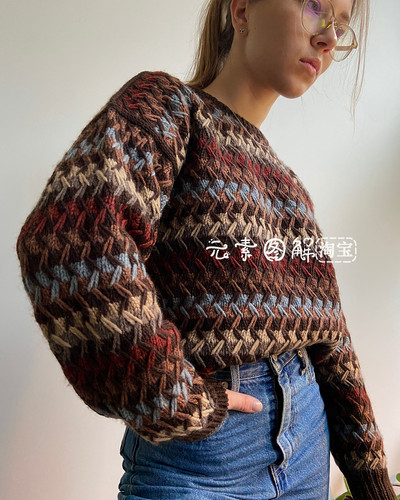 [英文]Karol sweater图解 女士套衫提花毛衣编织图解文字教程