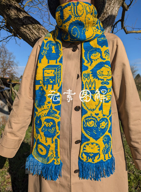 [英文]Shape Shifting围巾图解 双面提花像素表格图解编织教程