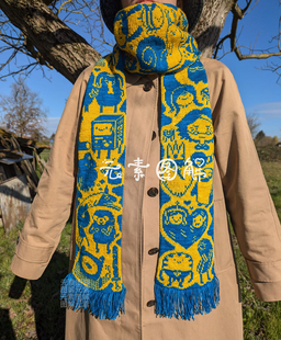 [英文]Shape Shifting围巾图解 双面提花像素表格图解编织教程