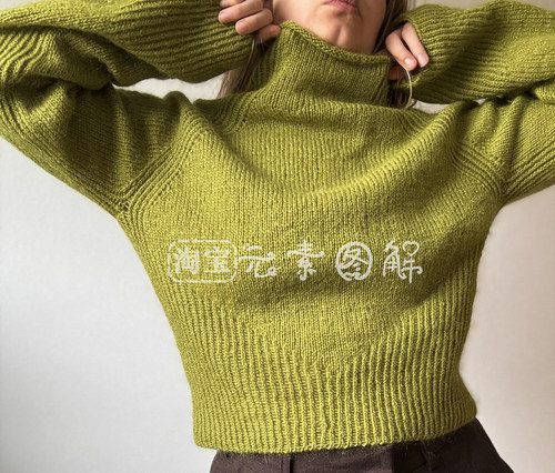 [英文]Isa Raglan图解 女士小高领套衫毛衣编织图解教程