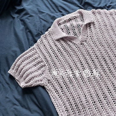 [英文]The Hot Mesh Polo图解 女士polo领镂空短袖毛衣编织教程