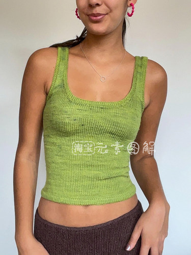 [英文]Stockholm Square Neck Tank图解女士夏季背心编织图解教程