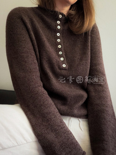 [英文]Mia Blouse图解 女士系扣套衫毛衣编织图解教程