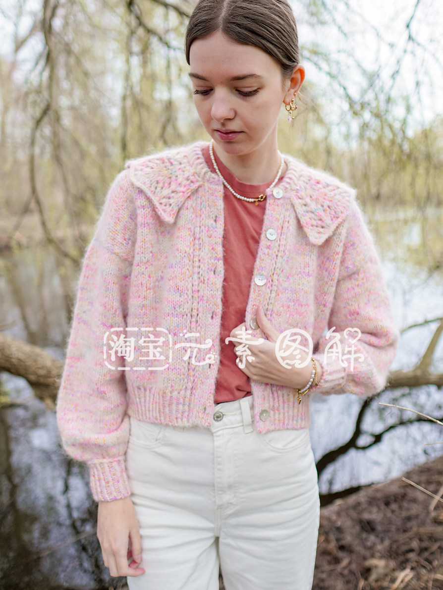 [英文]Clare Collar Cardigan图解 女士翻领开衫毛衣编织图解教程 - 实物图
