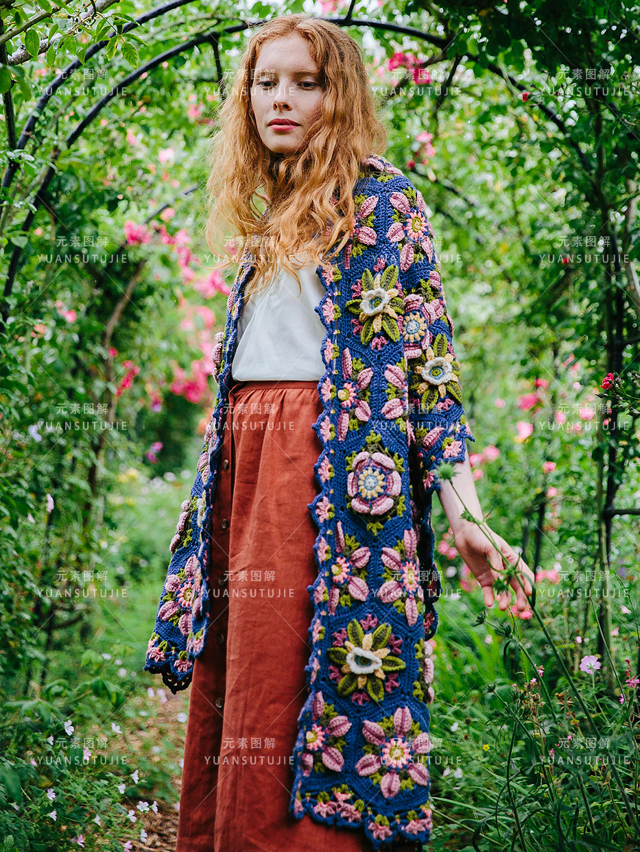 水仙花披肩钩针图解教程