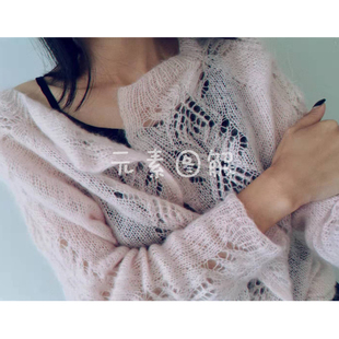 w287少女心镂空花马海毛开衫 女士毛衣编织图解教程文字版非视频