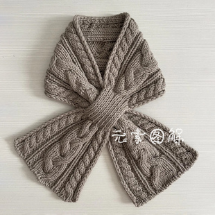 LV3500围巾图解 女士麻花小围脖图解编织教程 中文字图解教程
