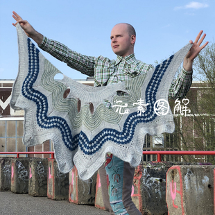 [英文]妖男交响乐披肩图解  symphony异形披肩围巾图解编织教程