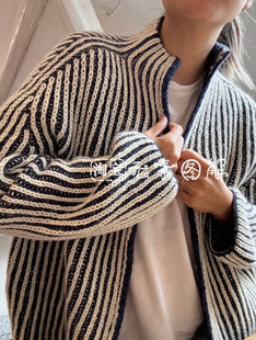 [英文]Malmo Zipper图解 女士双色面包针开衫毛衣编织图解教程