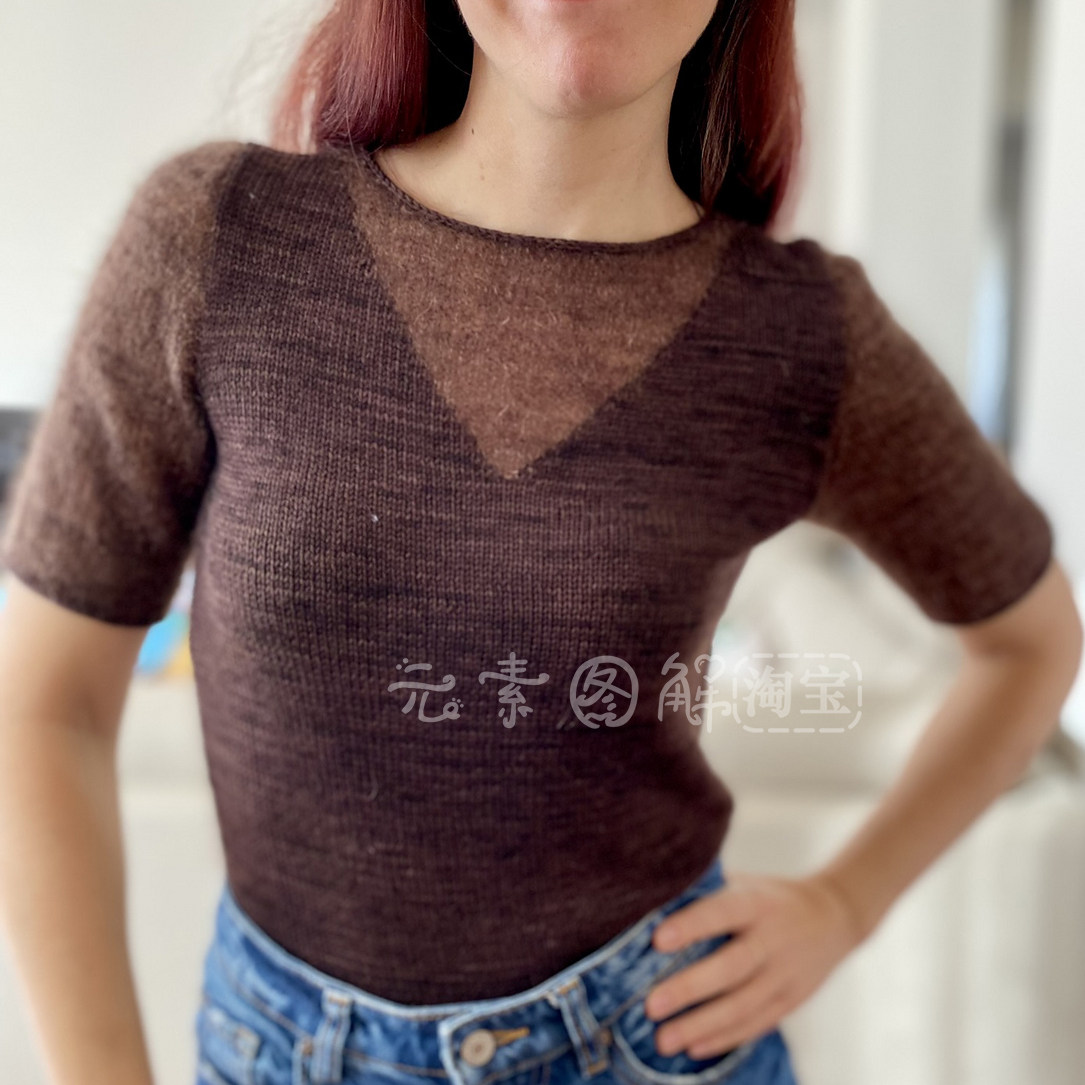 [英文Marshmallow Tee图解 女士长短袖轻薄短袖套衫毛衣编织教程 - 实物图