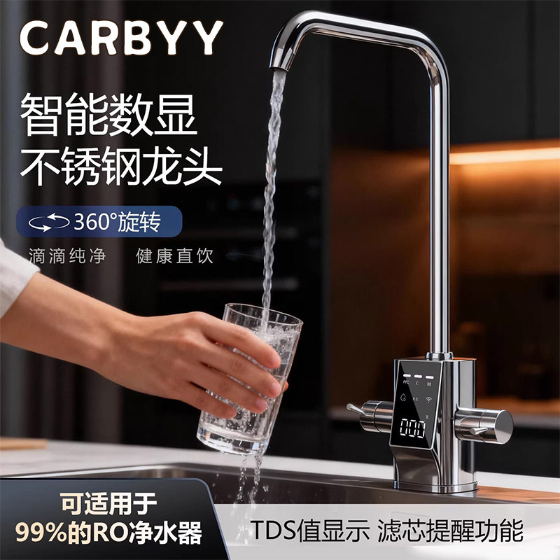 德国净水器水龙头智能数显家用厨房纯水机直饮机双出水不锈钢龙头