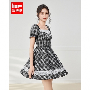 甜美减龄少女风格 IEF 法式 爱依服2025夏季 子显瘦百搭连衣裙 新款